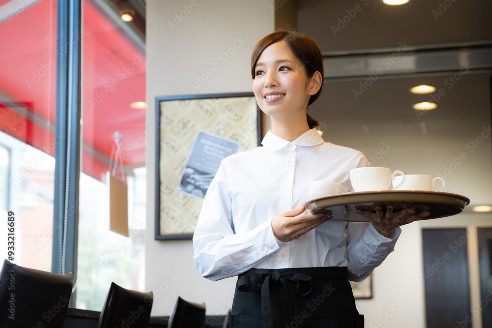 Poster カフェでアルバイトする女の子