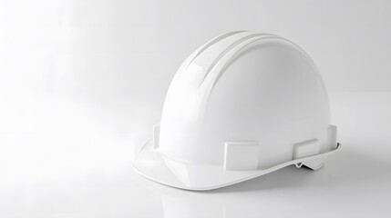 Fototapeta premium Isolated white construction helmet in a mockup style, front-facing and centered against a clean white background. Ideal for projects focused on safety, construction, and industrial design