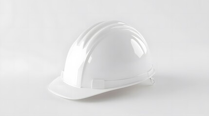 Fototapeta premium Isolated white construction helmet in a mockup style, front-facing and centered against a clean white background. Ideal for projects focused on safety, construction, and industrial design