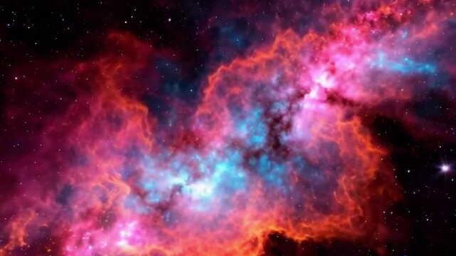 Loop Animation of space nebula towards blue light loop Animation. Glowing galaxies and stars passing footage video background