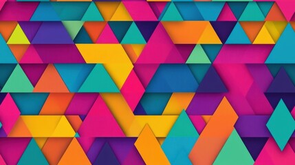 Obraz premium Colorful abstract triangle pattern in vibrant shades of pink, blue, yellow, and green, perfect for modern design projects.