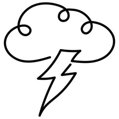 Fototapeta premium Cloud and lightning. This vector icon represents a cloud and lightning and can be used in various design projects related to nature, weather, or themes involving the cloud and lightning.