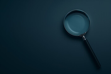 Magnifying Glass on Dark Blue Background