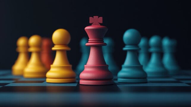 Illustrate a chessboard where every piece, regardless of size or color, has an equal chance of winning.