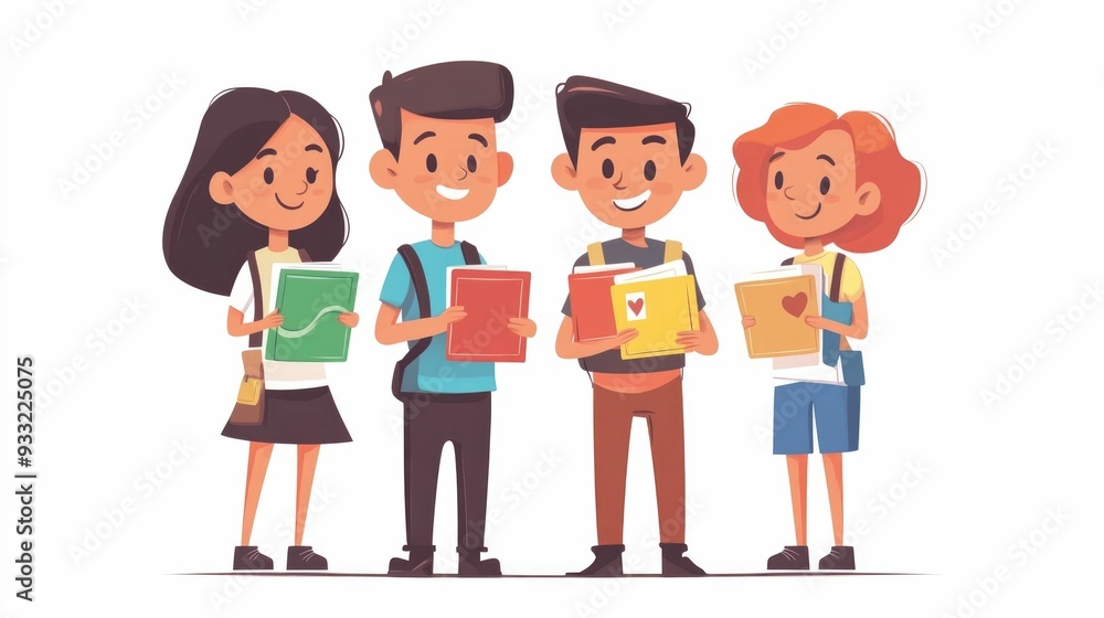Poster flat design depicting language learning and memorization techniques using digital flashcards the ima