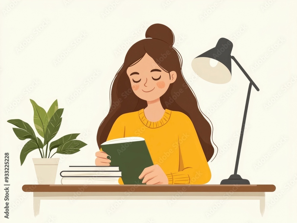 Poster depicting language learning and taking notes during an academic class or lecture showcasing the proc