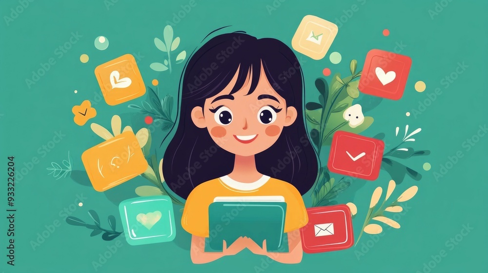 Poster flat design language learning flashcards for daily practice and skill development educational resour