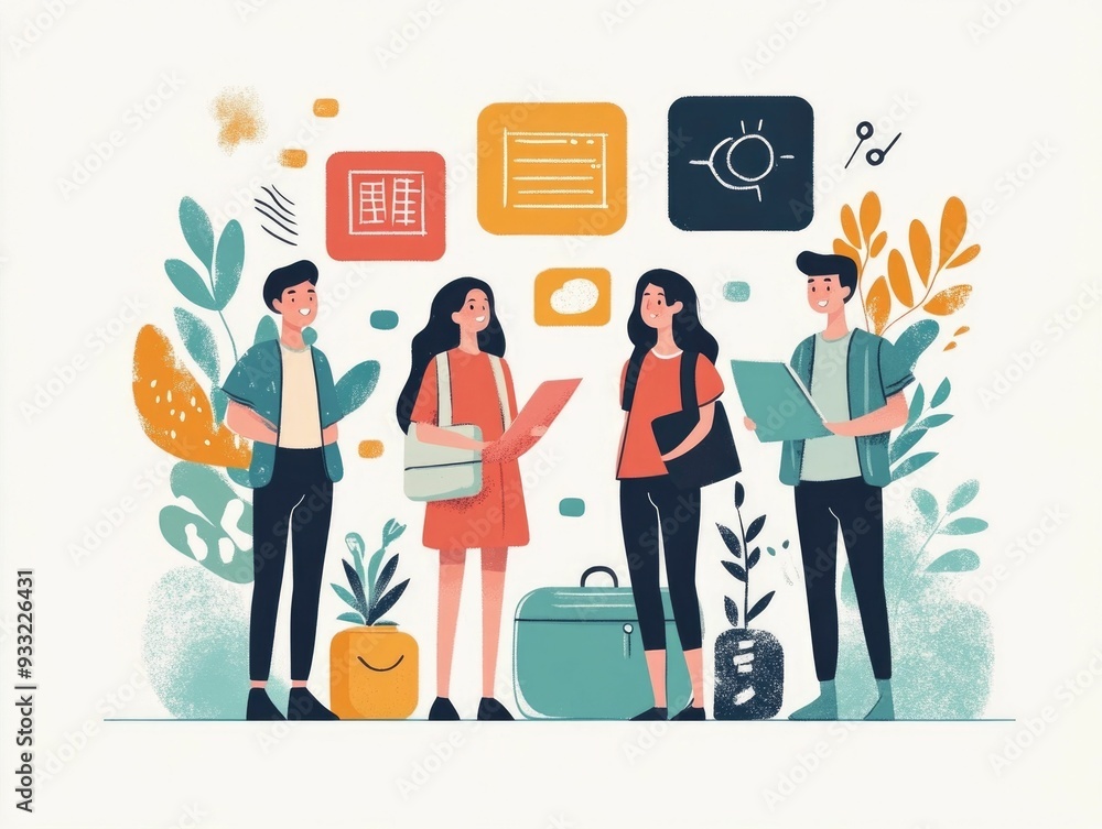 Poster engaging flat design of interactive language learning exercises for education study and skill develo