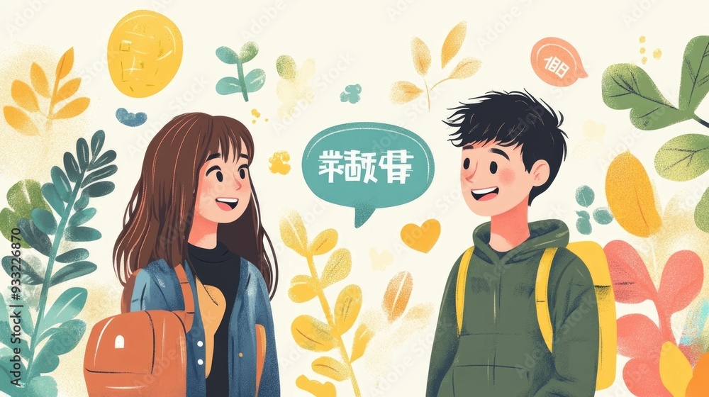 Poster engaging language learning through interactive flat design effective strategies for practicing commu
