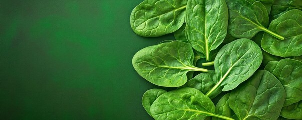 Fresh organic spinach leaves with detailed texture and vibrant color, spinach superfood, natural iron-rich greens