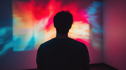 silhouette of a person in a spotlight
