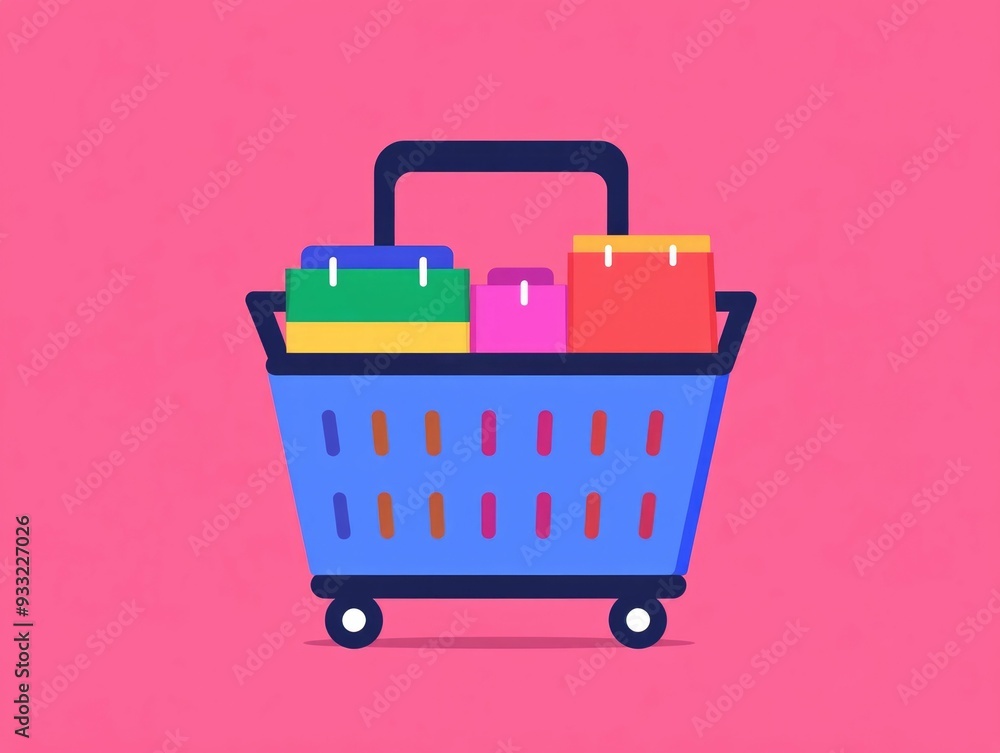Poster flat design showcasing the checkout process for an e commerce online shopping application the image 
