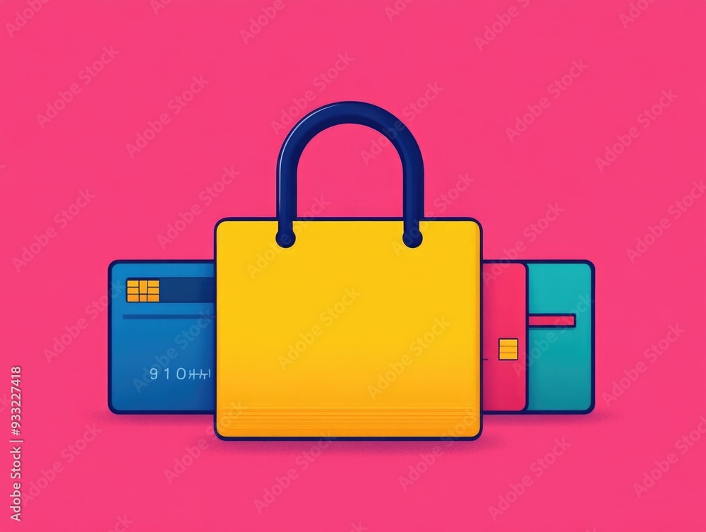 Poster flat design of a secure online payment gateway for e commerce transactions the image depicts a digit