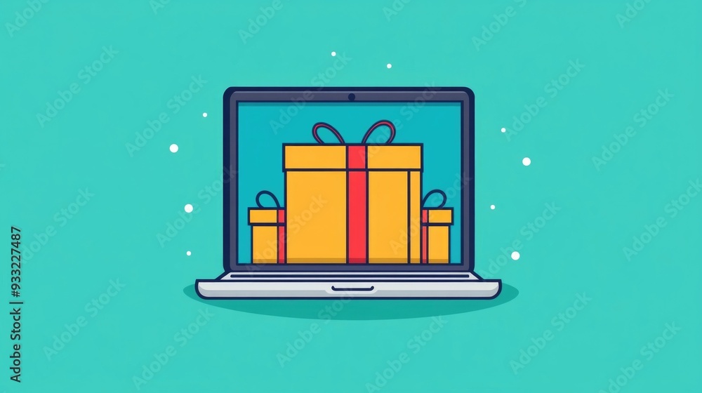 Poster vibrant and modern flat design for an e commerce subscription box service showcases the online shopp