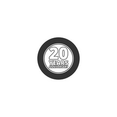 20 years anniversary numbers icon isolated on transparent background