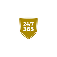 Protection shield, 24 hours 7 day icon isolated on transparent background