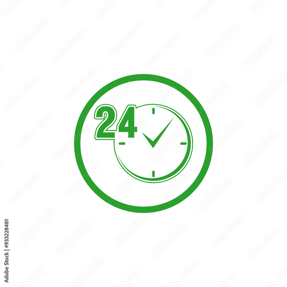 Poster 24 service clock icon isolated on transparent background