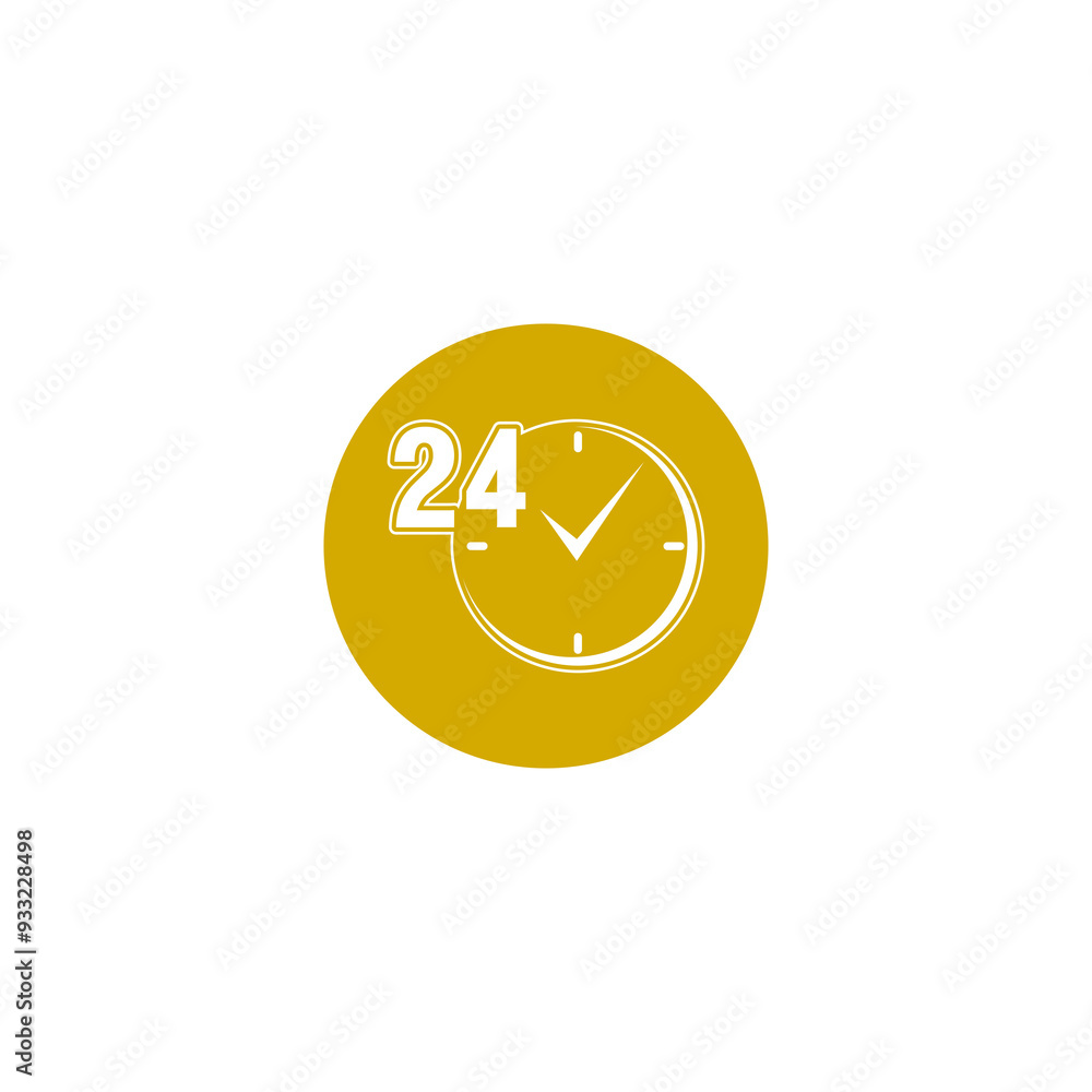 Poster 24 service clock icon isolated on transparent background