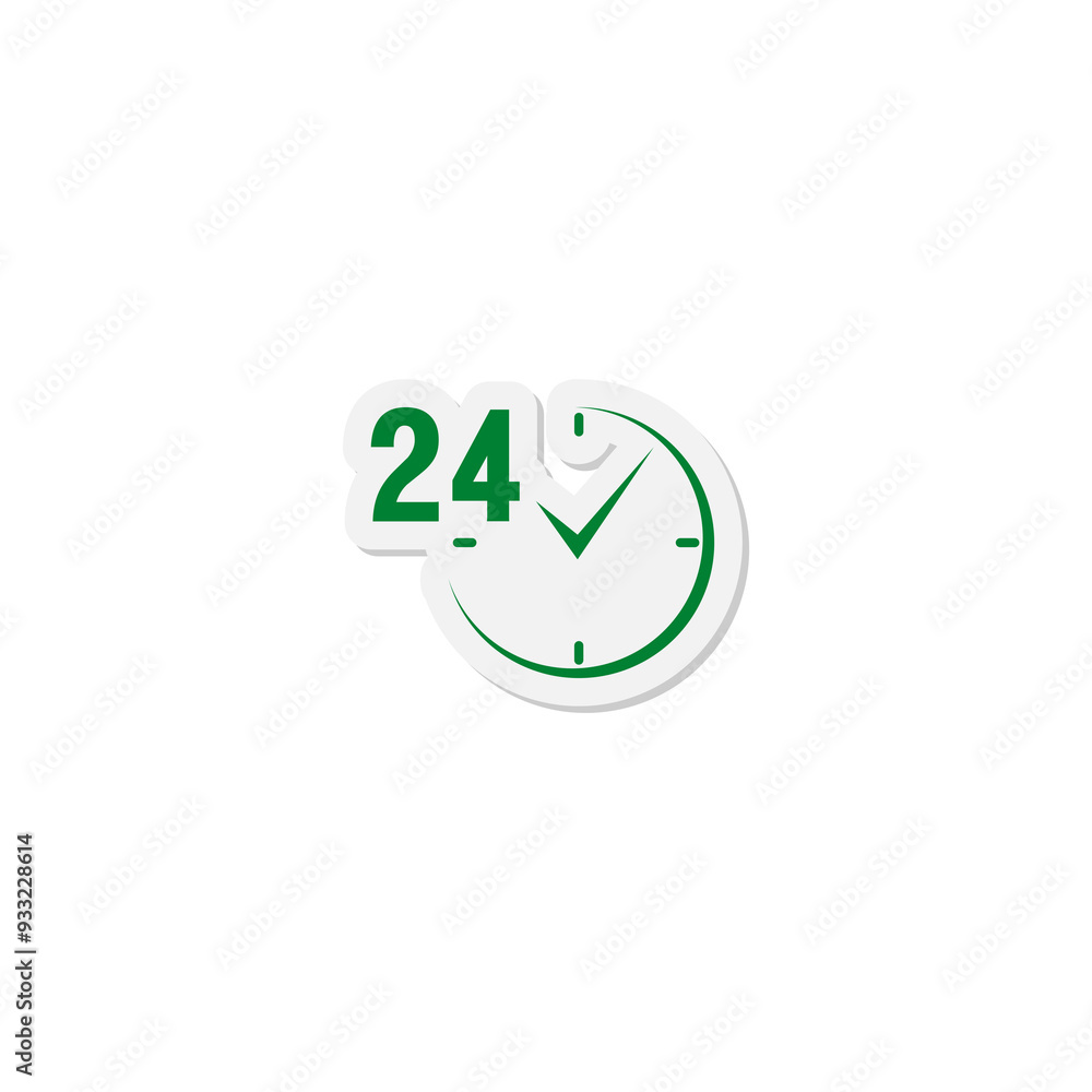 Poster 24 service clock icon isolated on transparent background