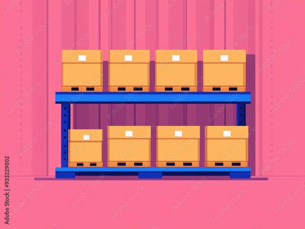 Poster flat design depicting the monitoring and management of supply chain and inventory levels in a busine