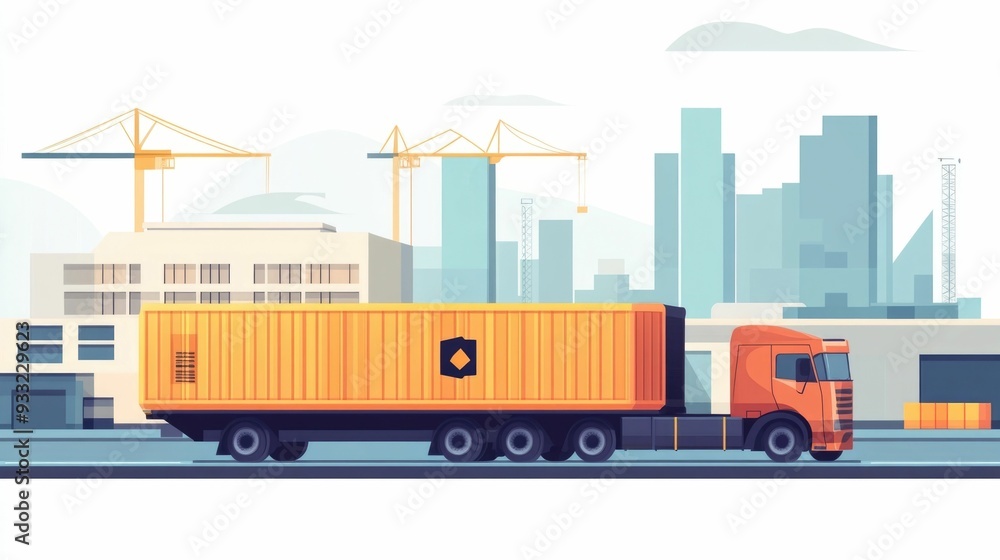 Poster real time supply chain management with flat design depicting logistics shipment tracking and data an