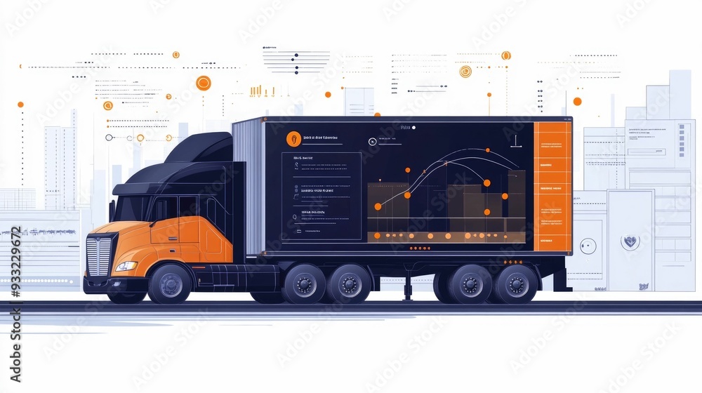 Poster of a comprehensive logistics fleet management dashboard interface featuring various data visualizati