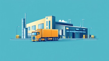 Obraz premium Streamlining Logistics End to End Supply Chain Visibility in Flat Design Optimizing transportation distribution and inventory management through data driven insights and digital solutions