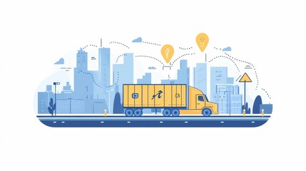 Naklejka premium Seamless Logistics End to End Supply Chain Visibility Illustrated in a Flat Design Style Showcasing the Optimization and Efficiency of Modern Logistics and Distribution