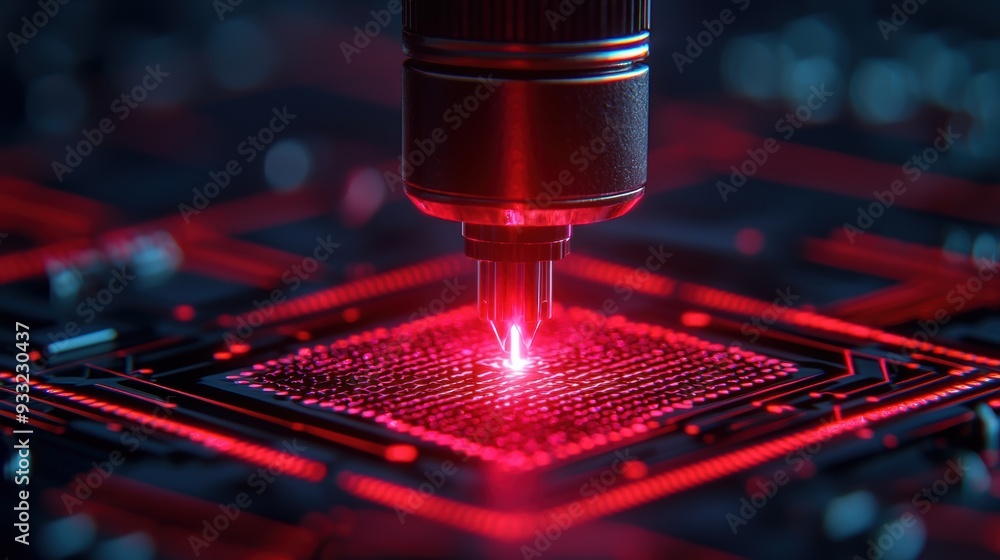 Aufkleber precision gemcutting laser creating glowing results with copy space for text, 8k resolution - high-t
