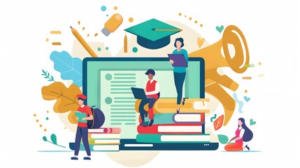 Education Distance E-learning Online Learning Personal development concept. 