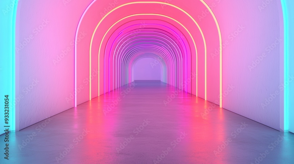 Poster neon glow gemstone-inspired bridge: futuristic architecture in 8k high detail for text copy space