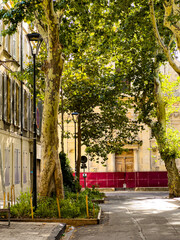 Street view of old village Avignon in France