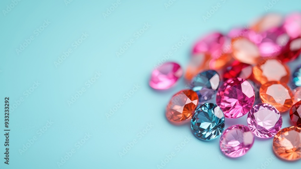 Poster virtual gemstone market - cutting-edge trading floor with interactive design and copy space for text