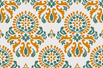 Motifs Ikat floral paisley embroidery background.geometric ethnic oriental pattern traditional.Aztec-style abstract. design for texture, fabric, clothing, wrapping, decoration