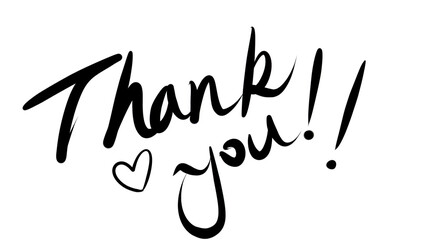 Fototapeta premium Thank you! A simple vector illustration of black handwritten text on a white background