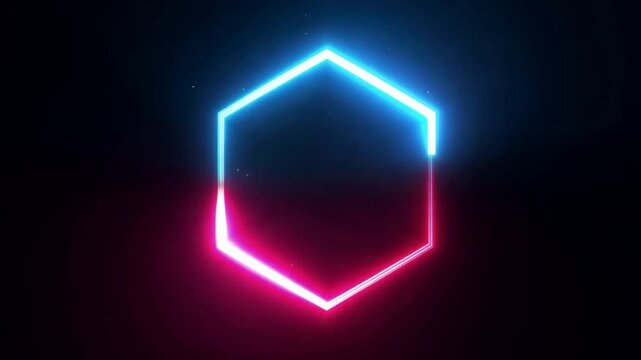 Neon Hexagon Glow: A vibrant, electric blue and pink hexagon glows against a dark background, radiating energy and style.  