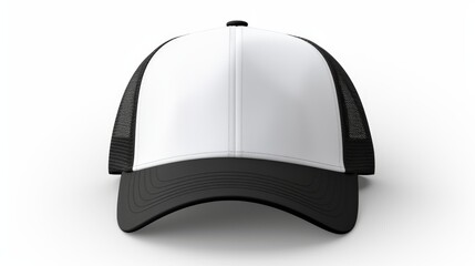 Fototapeta premium Front view monochrome trucker hat mockup for stylish and personalized design projects