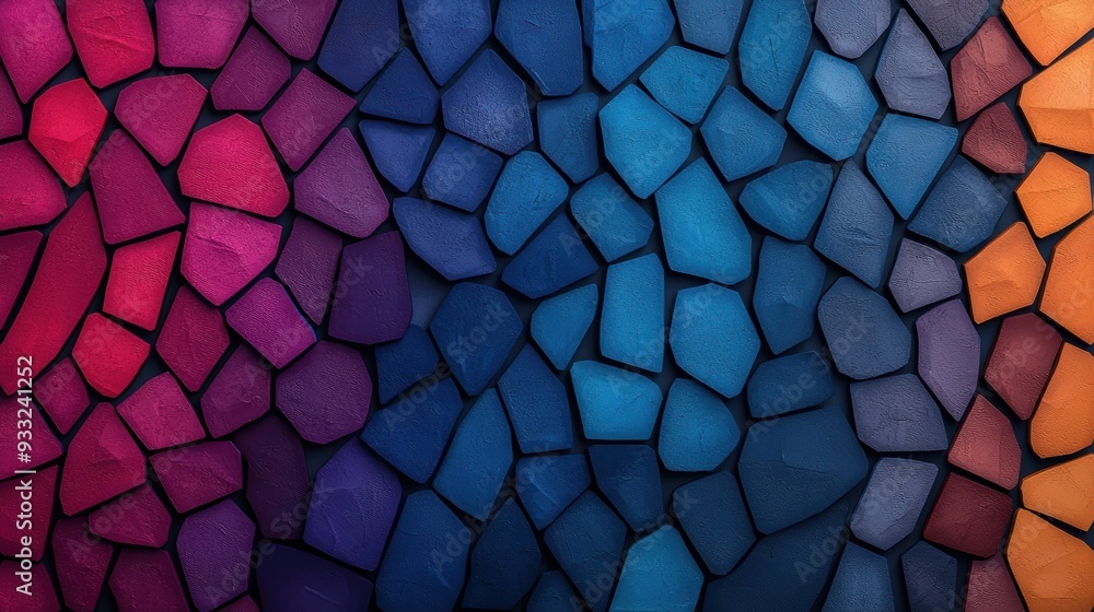 Poster futuristic digital mural with gemstone patterns for interactive art and copy space, 8k high detail d