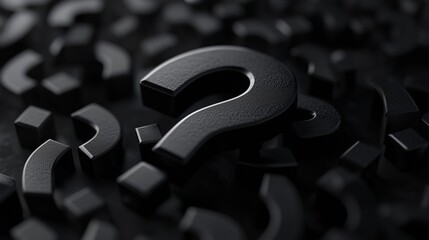 3D black question mark background.