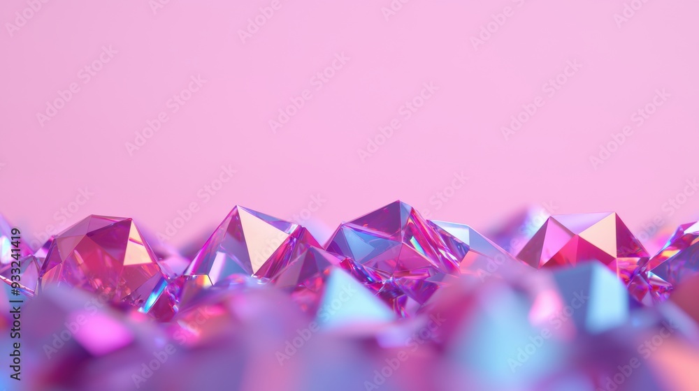 Poster futuristic virtual art installation filled with holographic gems and innovative design with copy spa