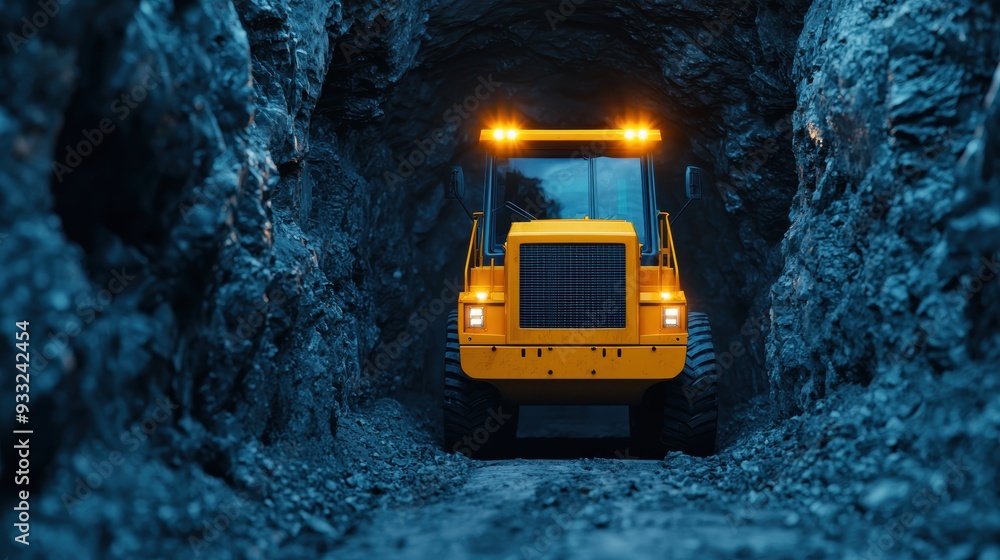 Poster virtual reality diamond mining experience with futuristic simulation in 8k high detail for copy spac