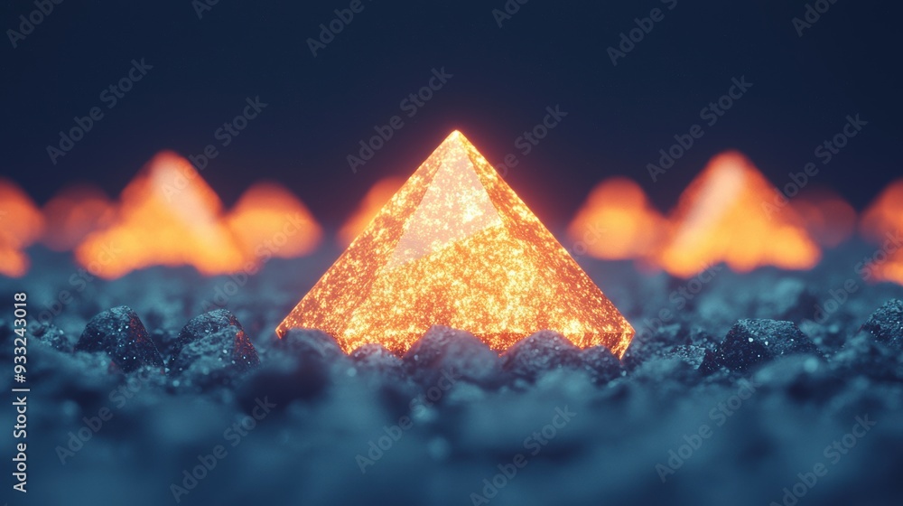 Poster glowing diamond garden - futuristic interactive environment with copy space for text in 8k high deta