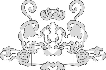 Vector sketch illustration silhouette design antique ethnic vintage chinese traditional ornament