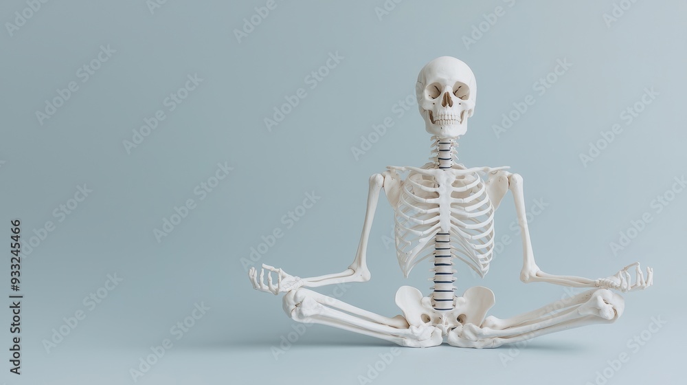 Aufkleber flexibility in bones - skeleton demonstrating yoga pose with remarkable joint articulation in high d
