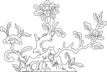Sketch vector illustration silhouette design decoration icon logo symbol antique ethnic vintage ornament modern floral animal traditional chinese