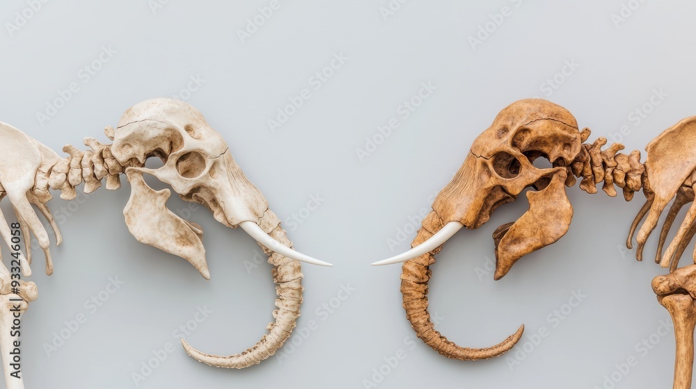 Poster evolutionary similarities and differences: elephant and mammoth skeletons comparison | high detail f
