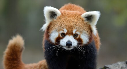 Cute animal wallpaper collection, Red panda close up, Endearing portrait highlights unique charm of this endangered species