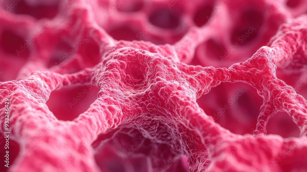 Aufkleber close-up of osteocytes in bone tissue - detailed microscopic view with copy space for text in 8k res