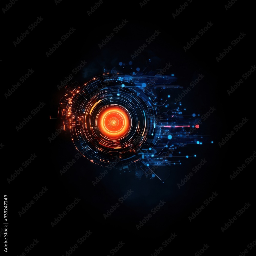 Poster transformation of digital interface into futuristic design - symbol of technological advancement and