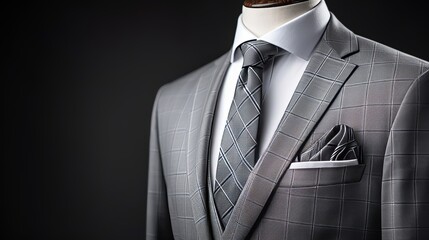 Elegant white folded pocket square suit mockup, side view for classic presentation